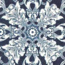 Dark Blue Brocade Tiled Floral Italian Paper